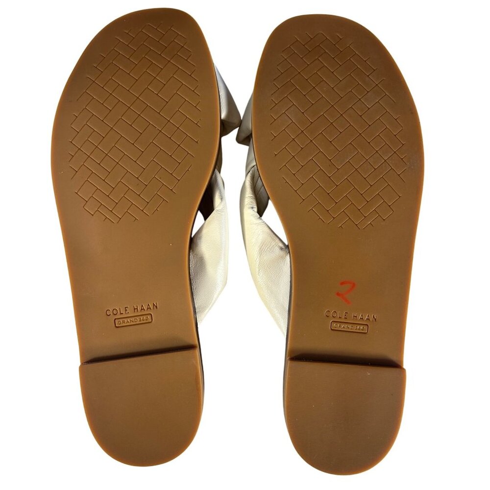 Cole Haan Womens 9.5 Narrow Anica Lux Ivory Knotted Slide Sandals Leather Upper - Picture 6 of 8